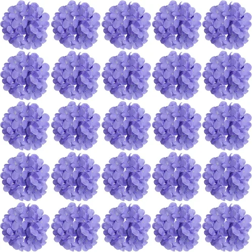 Vista 20 de FagusHome 30 piezas de cabezas de hortensias artificiales de seda, cabezas y tallos de hortensias artificiales para decoración del hogar y boda Azul