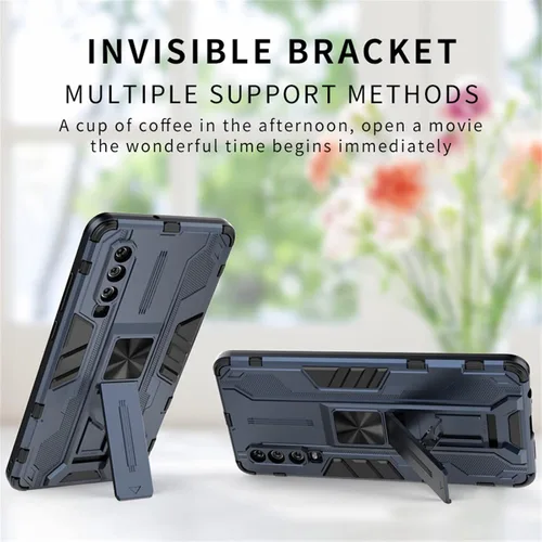 Vista 3 de Asuwish Funda de teléfono para Huawei P30 con protector de pantalla de vidrio templado y soporte delgado, soporte híbrido, resistente, película