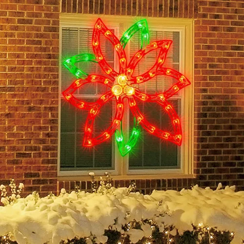 Vista 18 de LAMPHOME Decoración de Silueta de Ventana de Navidad de Lazo Rojo Iluminado de 18" con 50 Luces rojo (Red Bow)