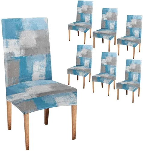 Vista 162 de TOMWISH Juego de 2 fundas para sillas de comedor, color turquesa y gris, fundas elásticas para sillas Parsons, de elastano, lavables, protectores