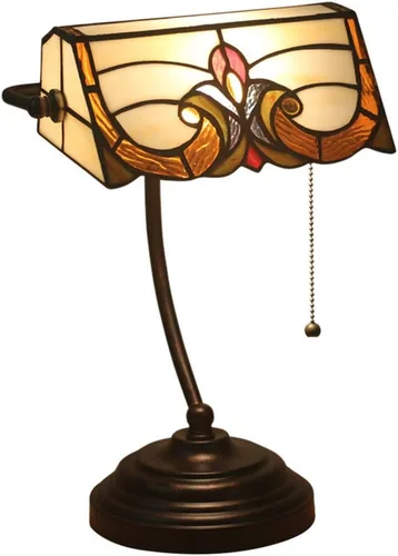 Vista 19 de Baroque Stained Glass Deskp with Pull Cswitch Style Bankerp for Liviroom Office Bedroom Antzinc Base Traditional Tablep for Bedside or Desk Use/I