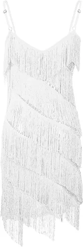 Vista 5 de New Years Eve Dress Solid Color Sleeveless Sequins Concert Halter Tassel Style Dress Dress Women's Cocktail Dresses