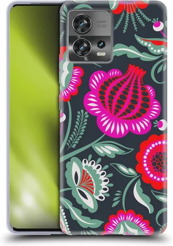Vista 19 de Head Case Designs Officially Licensed Haroulita Blue Red Ethnic Pattern Soft Gel Case Compatible with Motorola Moto Edge 30 Fusion