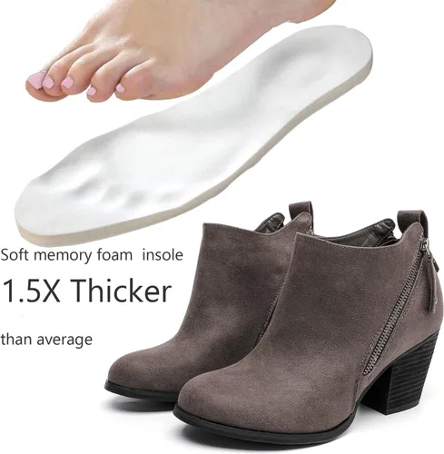 Vista 2 de Luoika Botines anchos para mujer, tacón medio extra ancho con cremallera lateral.
