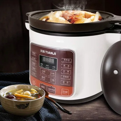 Vista 2 de DGD40-40LD olla eléctrica para estofado, 4L olla de cocción lenta completamente automática, olla interior de cerámica, 120V, 600W, 3 ~ 6 personas