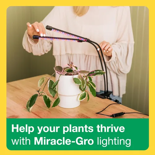 Vista 2 de Miracle-Gro, Luz de cultivo para plantas de interior – LED de 10 W, flexible de 2 cabezales, espectro seleccionable para plantas