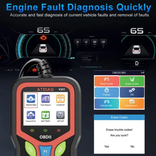Vista 4 de Herramienta de diagnóstico del escáner OBD2, comprueba las luces del motor y el código de problema del vehículo claro, prueba de arranque