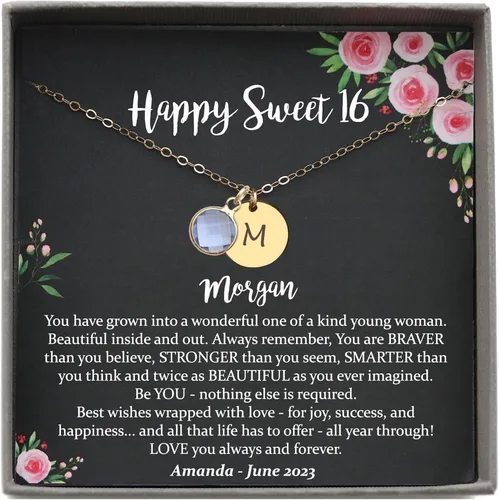 Vista 10 de Collar personalizado de Be Wished, regalo Sweet 16 para niñas, con mensaje significativo