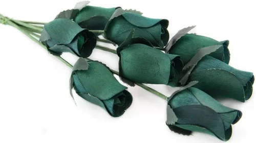 Vista 57 de 6 rosas de madera negras medio abiertas para manualidades, ramos personalizados y otros proyectos. 16 colores para elegir. Negro