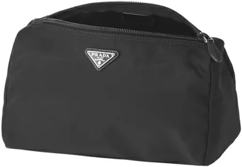 Vista 2 de Prada Vela Nylon Beauty Bag Estuche de maquillaje cosmético - Negro Silver-tone hardware Zipper closure Interior zipper pocket Dust bag and