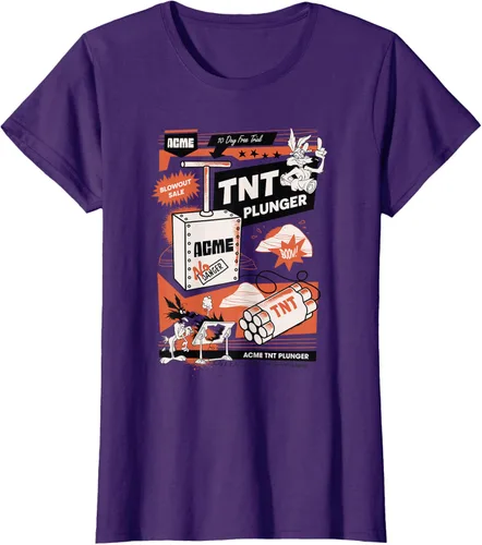 Vista 8 de Looney Tunes Wile E. Coyote - Camiseta de émbolo TNT, Blanco, S