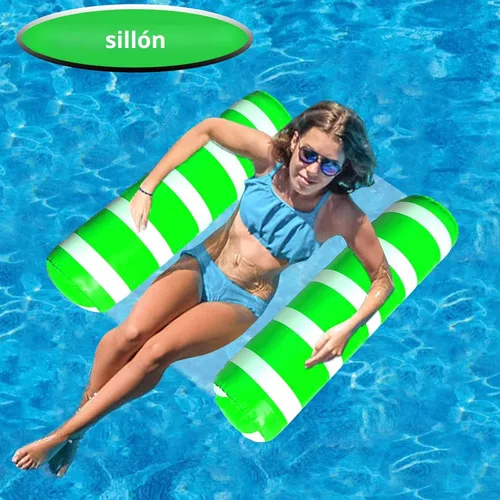 Vista 3 de Flotadores inflables para piscina, hamaca de agua de tamaño adulto, balsas de piscina, sillas flotantes, flotadores de piscina multiusos 4 en 1