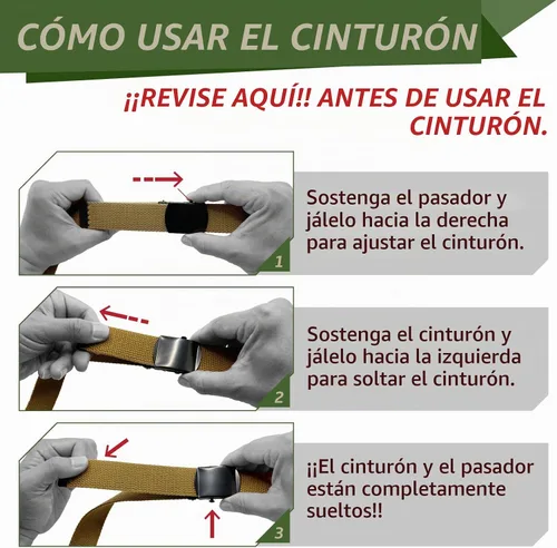 Vista 5 de Cinturón de lona para cinturón, cinturón militar, cinturón de golf, cinturón de uniforme con hebilla de latón y punta de 50 pulgadas de largo Negro