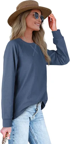Vista 3 de Sudaderas para mujer, cuello redondo, ajuste holgado, camisetas de manga larga para mujer
