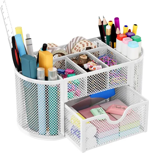 Vista 14 de Organizador para escritorio EasyPAG, malla metálica, 9 compartimentos, gavetas para escritorios con bandeja, Negro