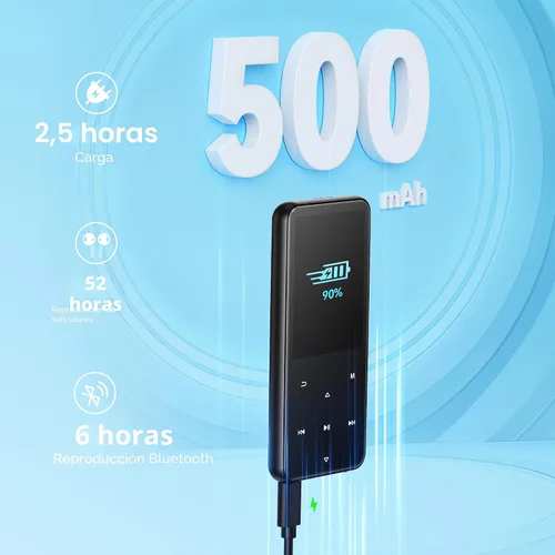 Vista 7 de AGPTEK Reproductor MP3 de 64 GB con Bluetooth, M3 Reproductor de música de 2.4 pulgadas con altavoz y radio FM, botones táctiles, soporta hasta 128