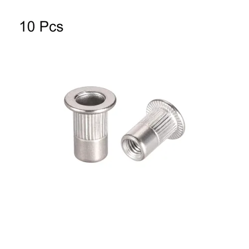 Vista 2 de uxcell M3 304 Tuercas de remache de acero inoxidable Inserto de cabeza plana 10 PC