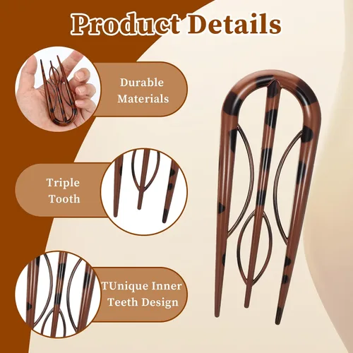 Vista 3 de 4 horquillas para el cabello para mujer, cabello fino y fino, pasadores grandes para cabello fino y grueso, pasador de pelo de torsión francesa