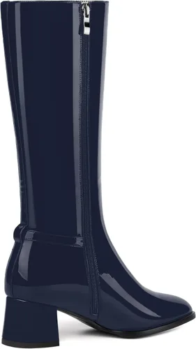Vista 5 de SKYSTERRY Botas altas hasta la rodilla de tacón bajo con cremallera y puntera redonda para mujer de 2 pulgadas