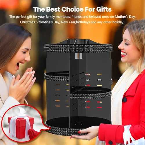 Vista 6 de Organizador de maquillaje giratorio de 360 grados para tocador, organizador de belleza de capacidad extra grande, organizador de perfume DIY