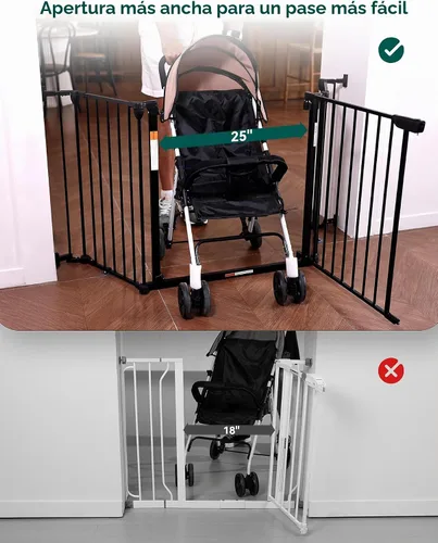 Vista 2 de Babelio Puerta de bebé extra ancha de 72 pulgadas, valla de perro de 30 pulgadas de alto con cierre automático para escaleras, puertas de cocina