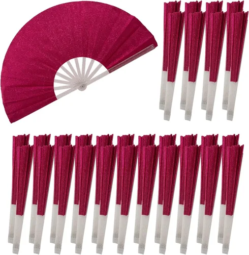 Vista 12 de 10 ventiladores plegables grandes de mano para hombres y mujeres, abanicos decorativos plegables, accesorios rave, utilizado para bailes, fiestas