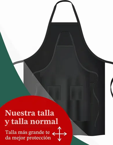 Vista 2 de Delantales de algodón y lino para hornear, talla grande, para mujer, con bolsillos, cocina banana ( Banana Leaf )