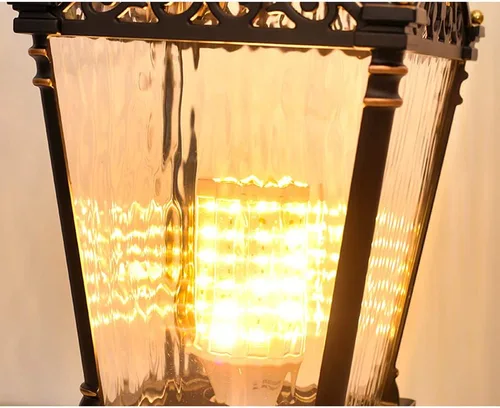 Vista 5 de Luces de poste al aire libre, faroles de columna simples impermeables modernos para exteriores, farol de pilar, villa, puerta, farol de poste