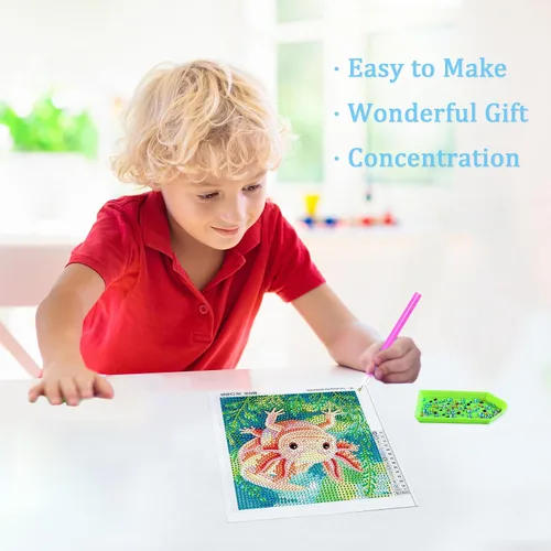 Vista 4 de Libfx Kits de arte de diamantes para niños con marco de arte de diamantes para niñas, niños, principiantes, artes y manualidades de 8 a 12 años
