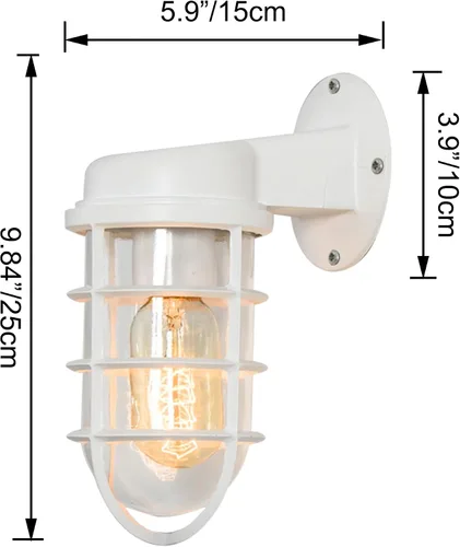 Vista 2 de Kiven Luz de jaula impermeable para exteriores e interiores, luz de linterna de montaje en pared, luz de porche industrial con cable de enchufe