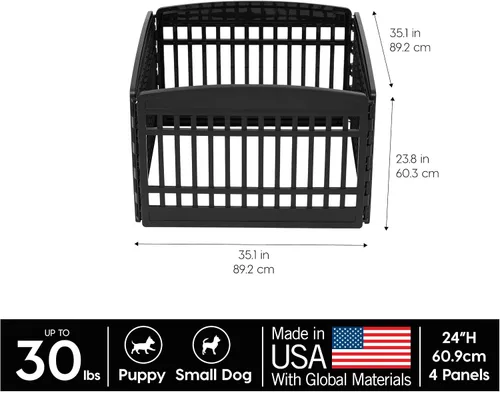 Vista 3 de IRIS USA Corralito para cachorros de 4 paneles de 24 pulgadas, 35 x 35 x 24 pulgadas, corral para perros, corralito para perros en interiores, cerca