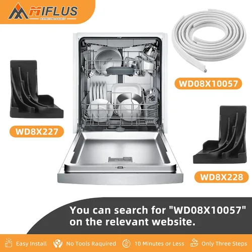 Vista 4 de WD08X10057 Kit de sellado de junta de puerta de lavavajillas apto para G-E Hot-Point Ken-More con juntas de esquina WD8X227 y WD8X228 por MIFLUS
