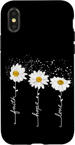 Vista 5 de Funda para iPhone 14 Pro Max Faith Hope Love para regalo, diseño de margaritas blancas