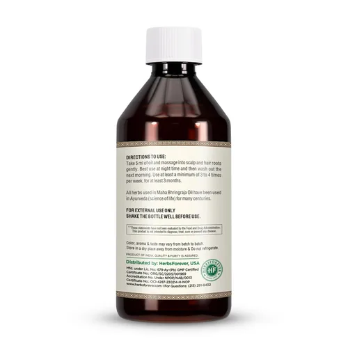 Vista 2 de HerbsForever Maha Bhringaraj Oil - Detén la caída del cabello y ayuda a crecer el cabello naturalmente - Aceite premium prensado en frío - Sin OMG