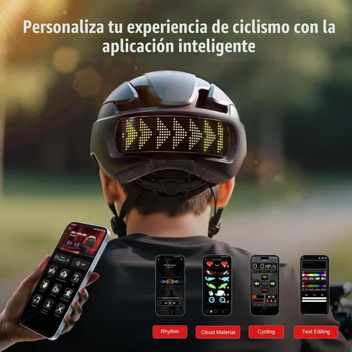 Vista 3 de Bike Helmet, Bicycle Helmets with Light, 360° High Visibility LED Display, Lightweight Adjustable Mountain Bike Helmet with Turn Signals, Smart APP