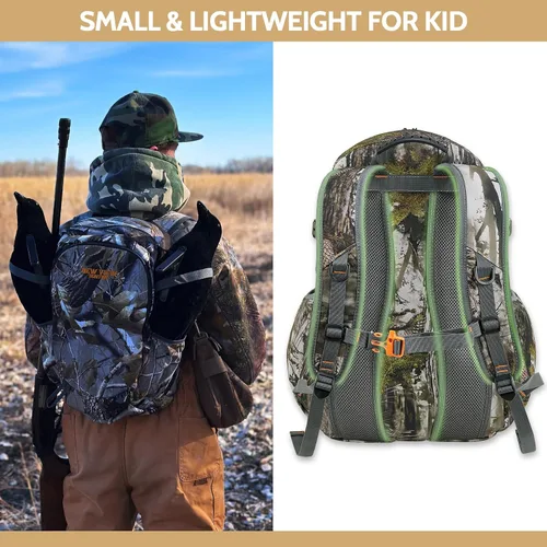 Vista 2 de NEW VIEW Mochila de caza para niños de 30 L, paquete de camuflaje para caza juvenil, equipo de caza para niños de 7 a 14 años, tamaño 13 x 6.3 x