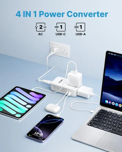 Vista 6 de VINTAR - Convertidor de 220 V a 110 V para viajes europeos, mini adaptador universal de viaje de 200 W, convertidor de voltaje de EE. UU. a Europa