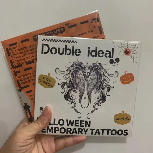 Vista 7 de Adhesivo de tatuaje facial temporal de Halloween, cicatriz de zombi 3D, herida sanguinolenta falsa para fiesta de cosplay, decoración de broma