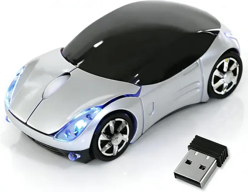Vista 6 de Ratón inalámbrico negro, mini mouse para computadora de automóvil, 1600DPI 2.4G con receptor USB, mouse ergonómico para computadora portátil, PC
