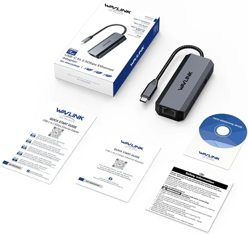 Vista 9 de WAVLINK Adaptador USB C a Ethernet de 2,5 Gbps, adaptador USB a Ethernet de 2,5 G 95W Power for Laptop, USB-C to RJ45 Network Converter