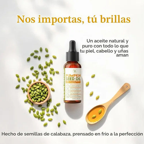Vista 5 de Aceite de semilla de calabaza para el cuidado del cabello, prensado en frío