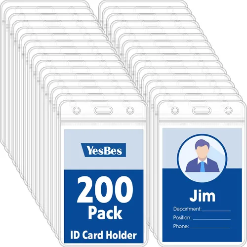 Vista 9 de 100 soportes horizontales para tarjetas de identificación, extra grueso, con cremallera resellable, soporte impermeable para tarjetas