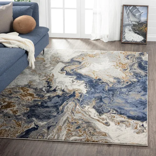 Vista 19 de LUXE WEAVERS Alfombra abstracta de remolinos de mármol, gris 5x7