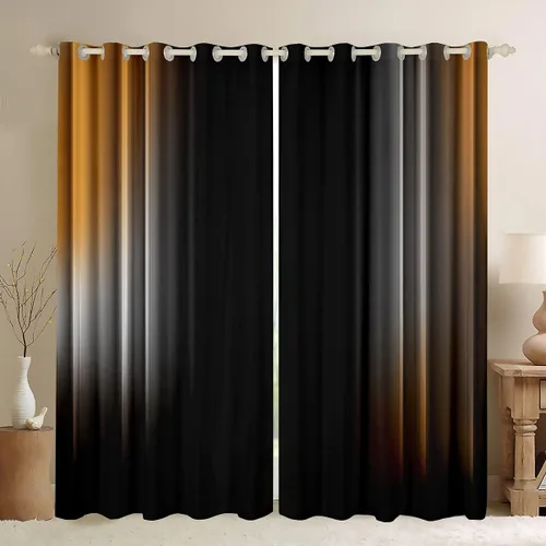 Vista 32 de Feelyou Cortinas abstractas degradadas para niños, adolescentes y mujeres, cortinas de ventana azules, moradas y negras, tratamientos geométricos