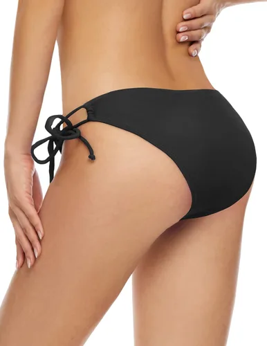 Vista 5 de Bellecarrie Parte inferior de bikini con lazo lateral para mujer, traje de baño de tiro medio