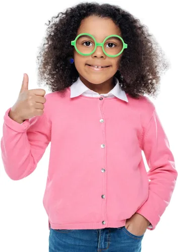 Vista 6 de Gafas redondas verdes sin lente con aretes de clip azules accesorios de disfraz