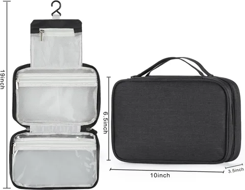 Vista 2 de Etercycle Neceser de viaje compacto para mujeres y hombres, organizador de ducha colgante impermeable con gancho, bolsa de lavado plegable portátil
