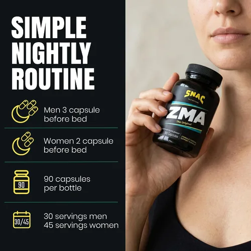 Vista 6 de SNAC ZMA El suplemento original de recuperación y sueño, promueve la recuperación muscular, apoyo inmunológico y sueño reparador con zinc, magnesio