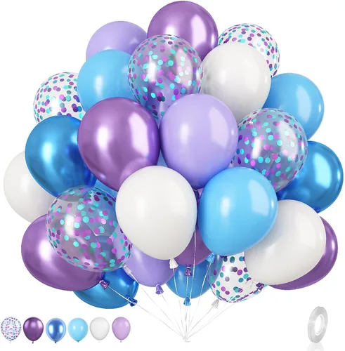 Vista 25 de Globos rosa púrpura negros, 50 unidades de 12 pulgadas, globos de cumpleaños con forma de corazón impresos en color rosa púrpura metálico negro