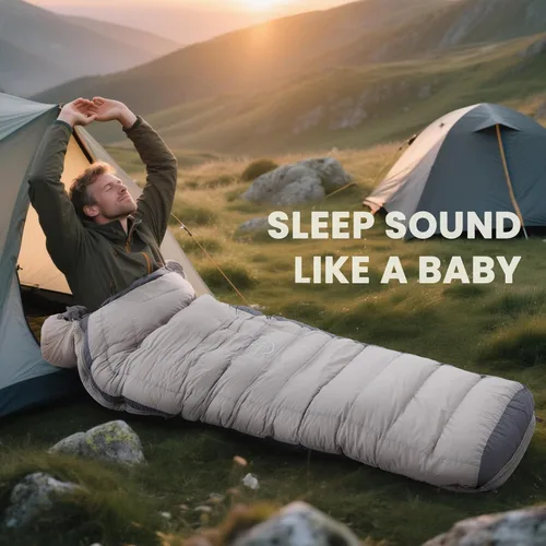 Vista 6 de Mummy Down Sleeping Bag for Adults; 0℉ 15℉ 650 Fill Power Sleeping Bag for Hiking Camping and Backpacking;4 Season;Lightweight Gris